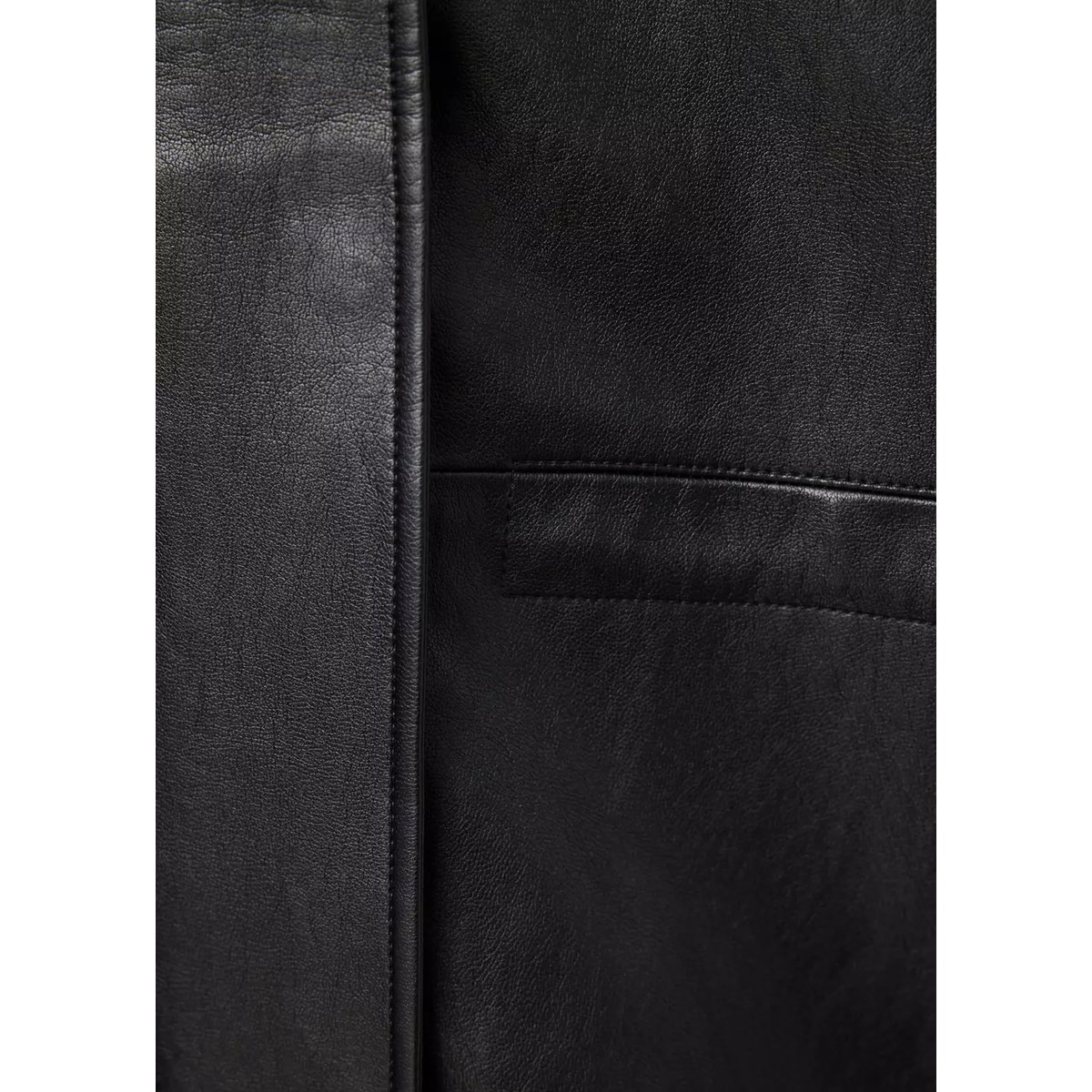 Veste cuir synthétique col cheminée noir, MANGO