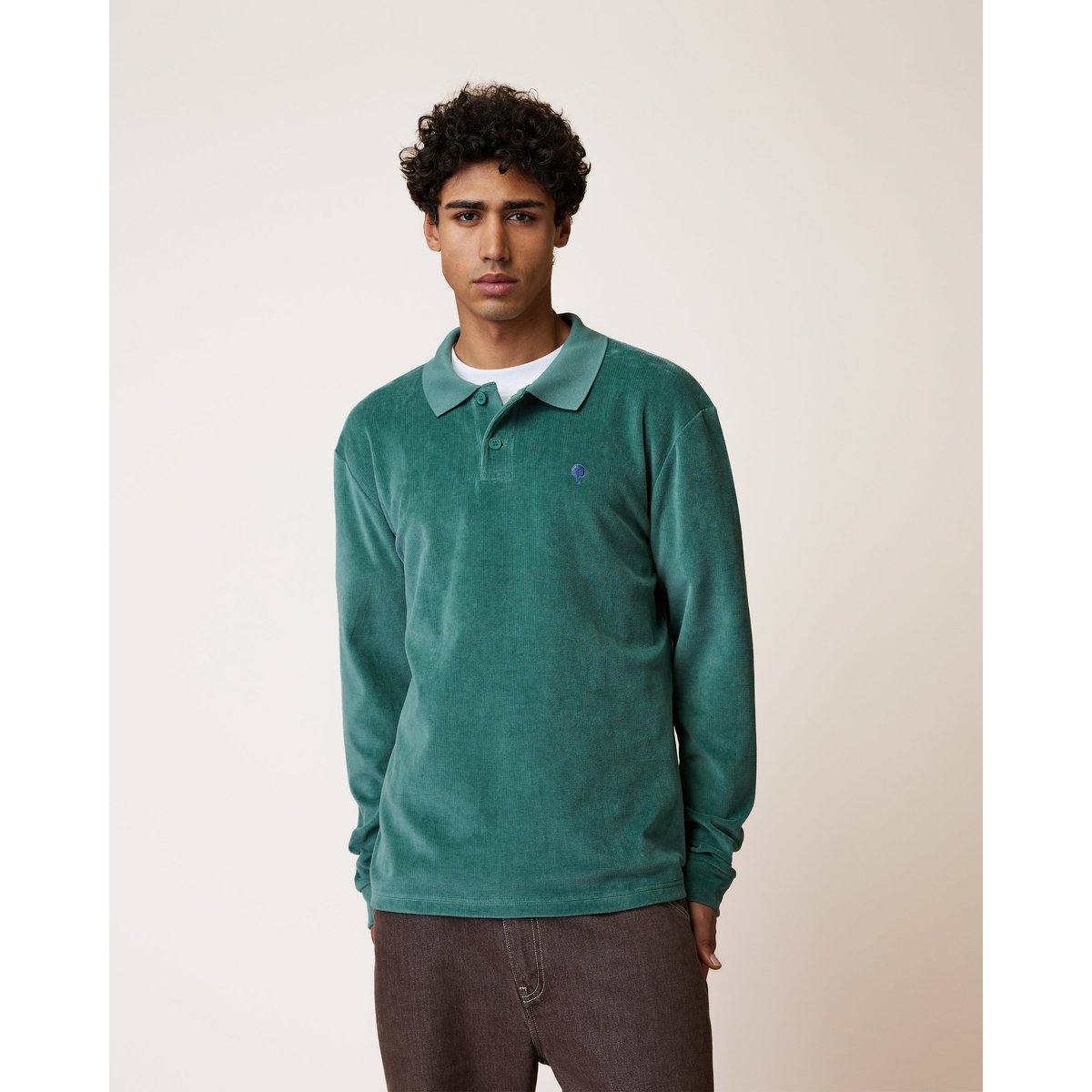 Polo en maille vert grisé, FAGUO
