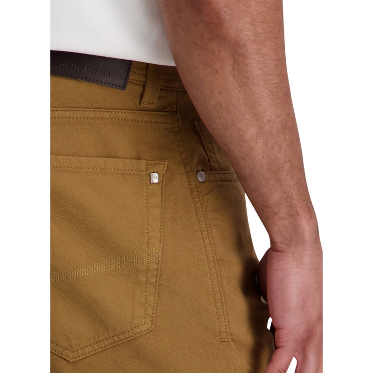Short en coton camel uni avec une coupe ajustée et des poches italiennes marron, CARDIN SPORTSWEAR