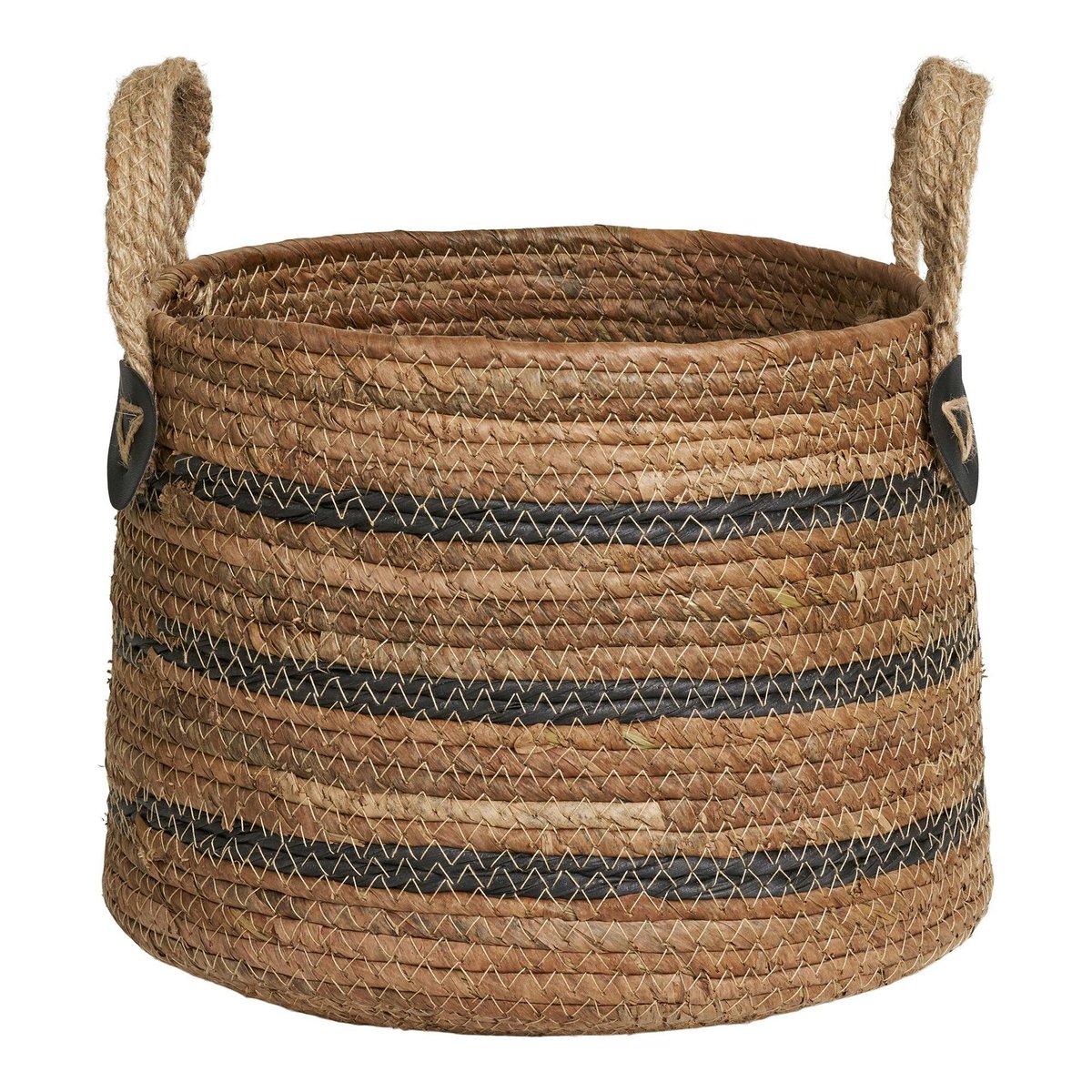 Panier cache-pot en feuille de bananier, tons noir et naturel (lot de 2) beige, PIER IMPORT