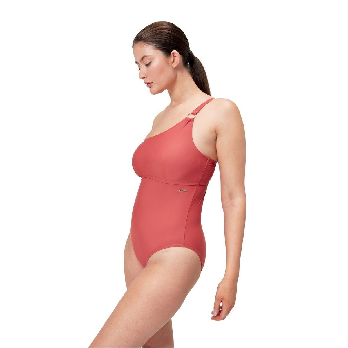 Maillot de bain 1 pièce motif/style asymétrique marron, SPEEDO