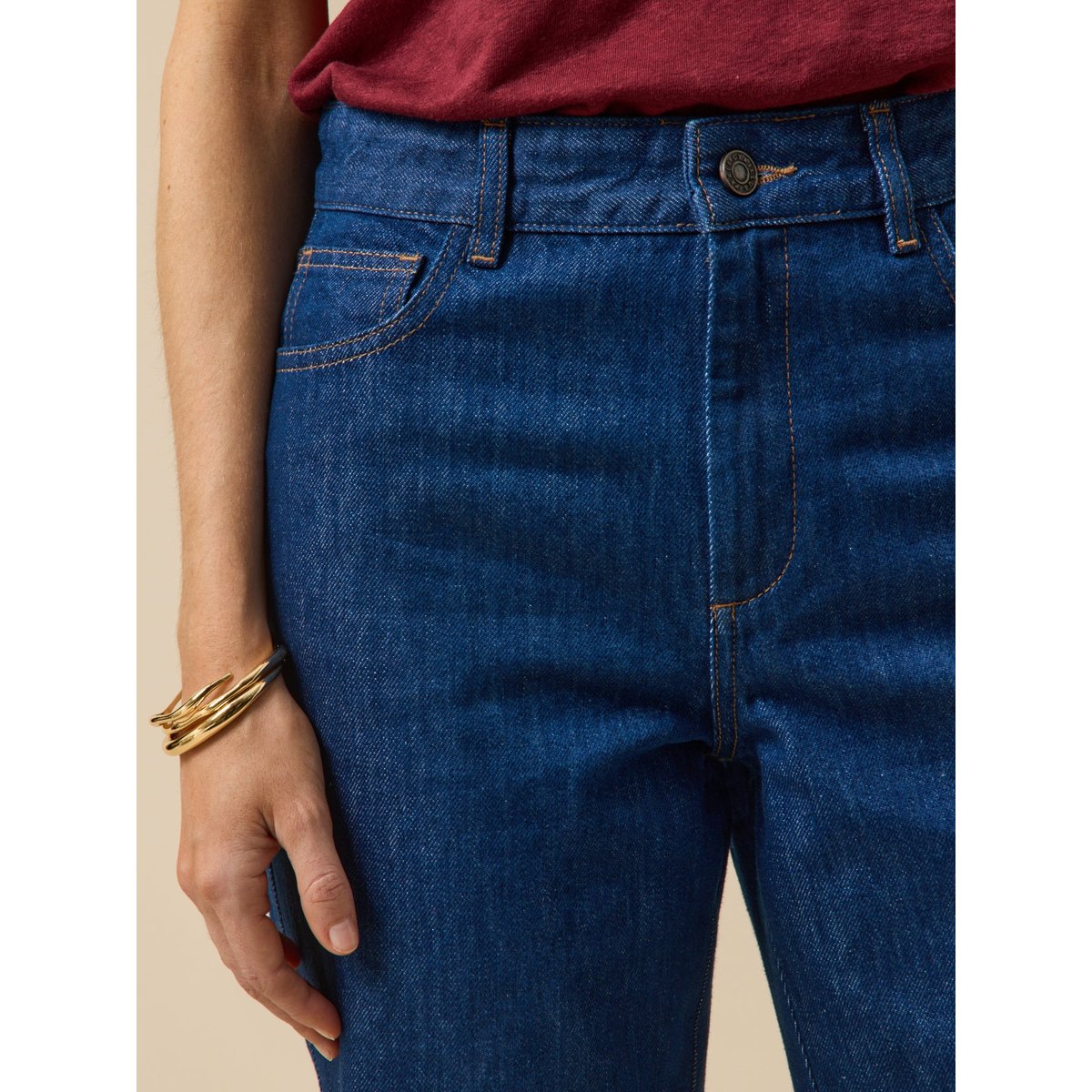 Jean flare MANON coton biologique denim bleu, CYRILLUS