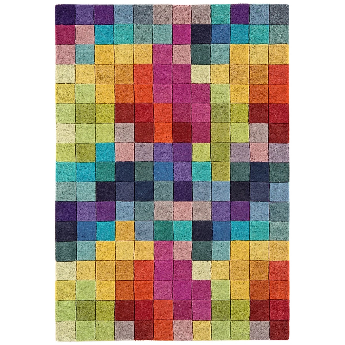 Tapis pure laine à motifs colorés FLASHY BOXES multicolore, NOVATREND