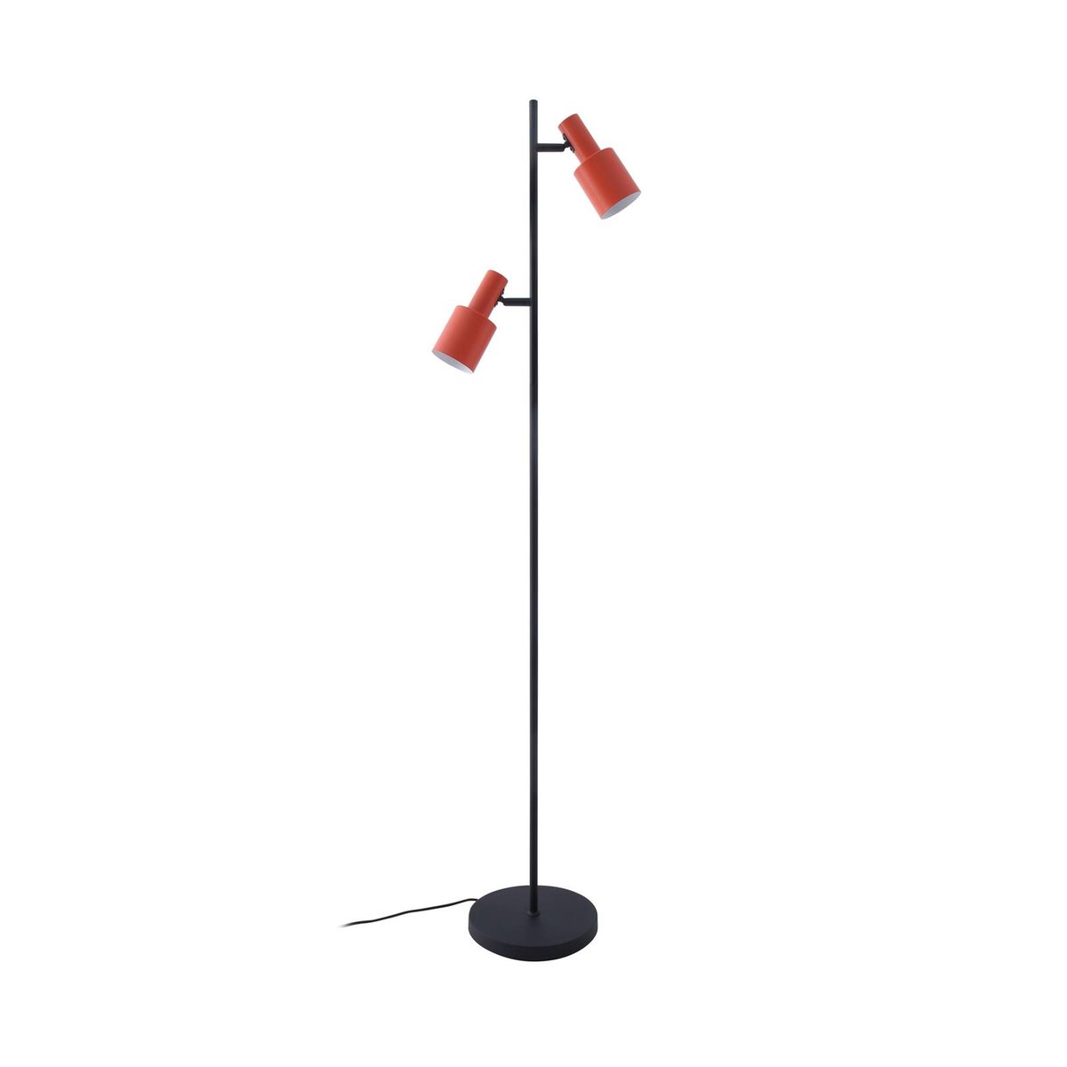 Lampadaire en métal moderne, Ovelia orange, noir, LINDBY