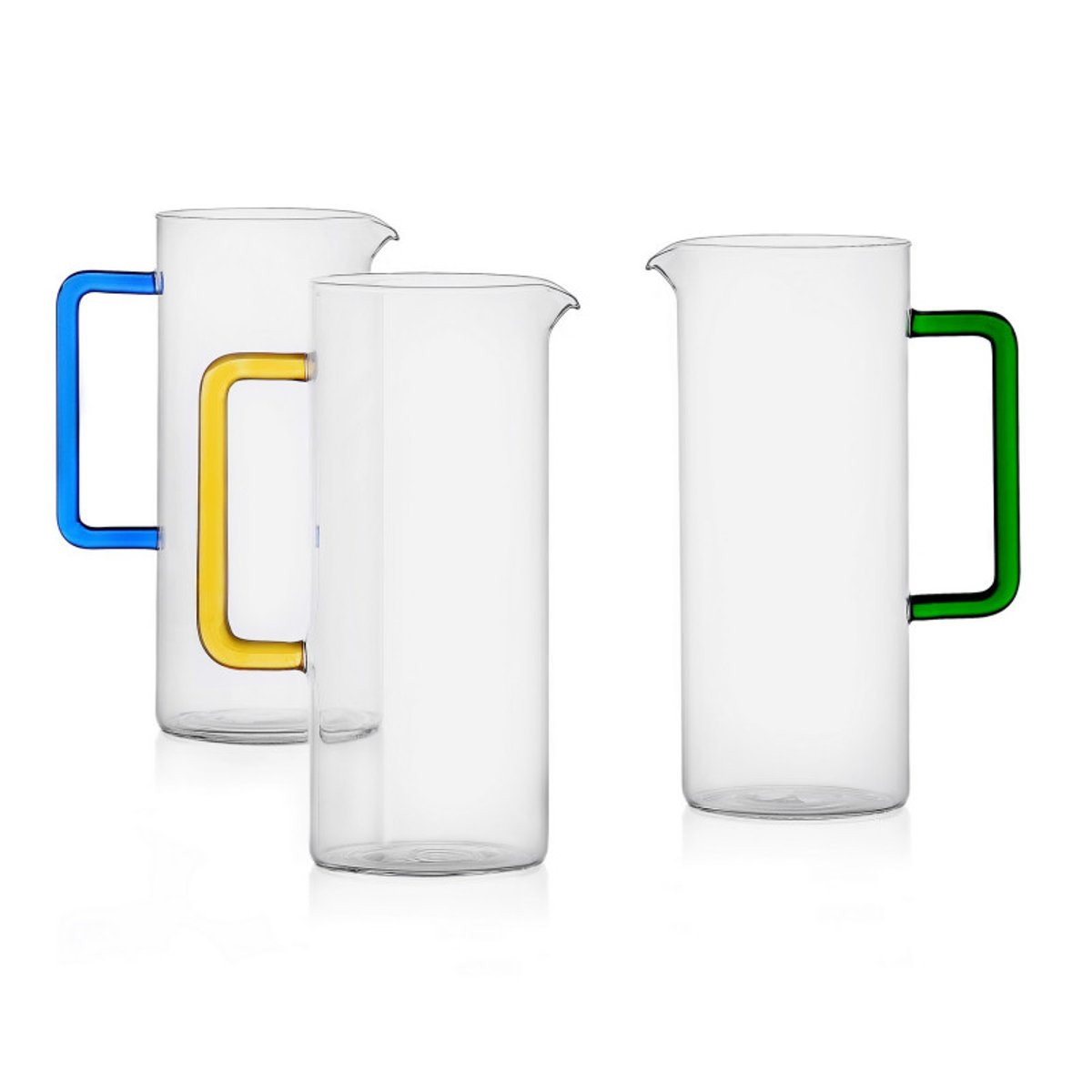 Carafe à eau design droite verre TUBE bleu, ICHENDORF