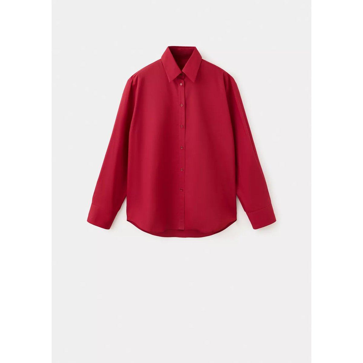 Chemise droite mélange coton et lyocell rouge, MANGO