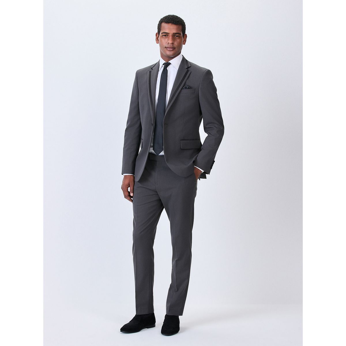 Pantalon de costume smoking gris anthracite, NEXT
