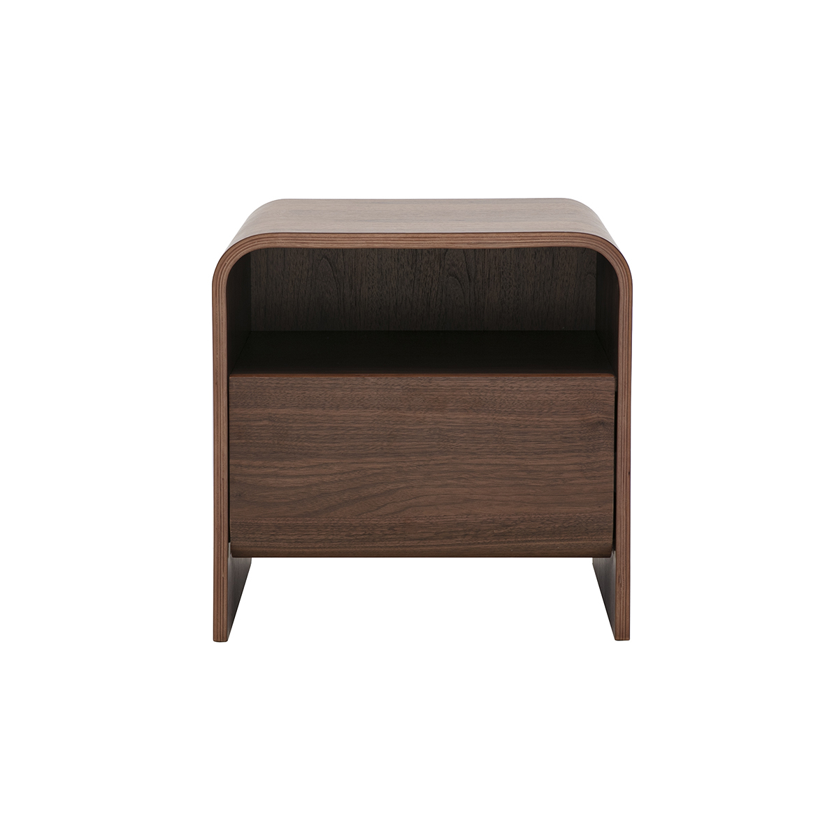 Table de chevet avec tiroir en bois foncé noyer KYLIA couleur unique, MILIBOO