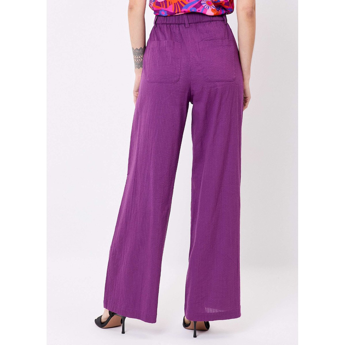 Pantalon large coton gaufré RUFUS violet rufus, PRINCESSE NOMADE