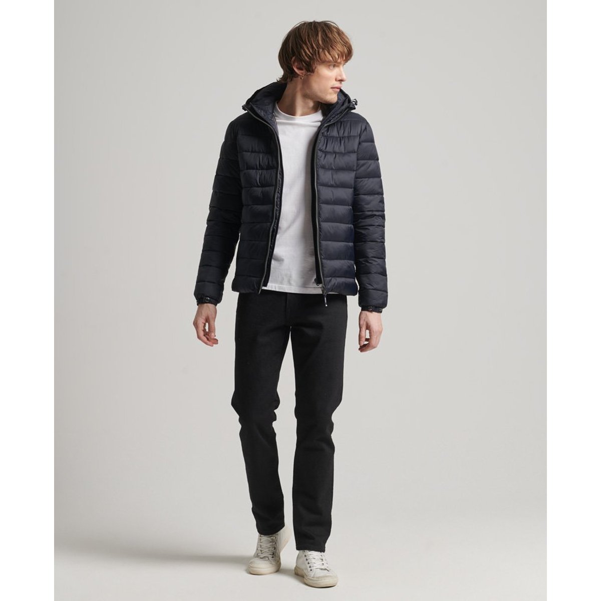 Doudoune zippée à capuche Fuji bleu marine, SUPERDRY