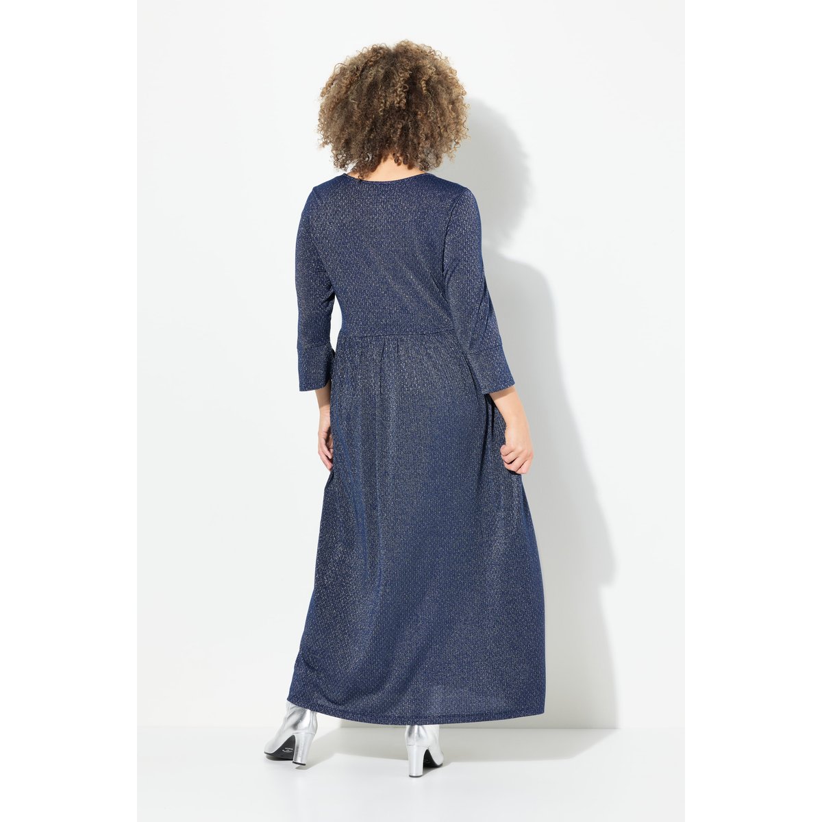 Robe midi en jersey à paillettes bleu encre, ULLA POPKEN