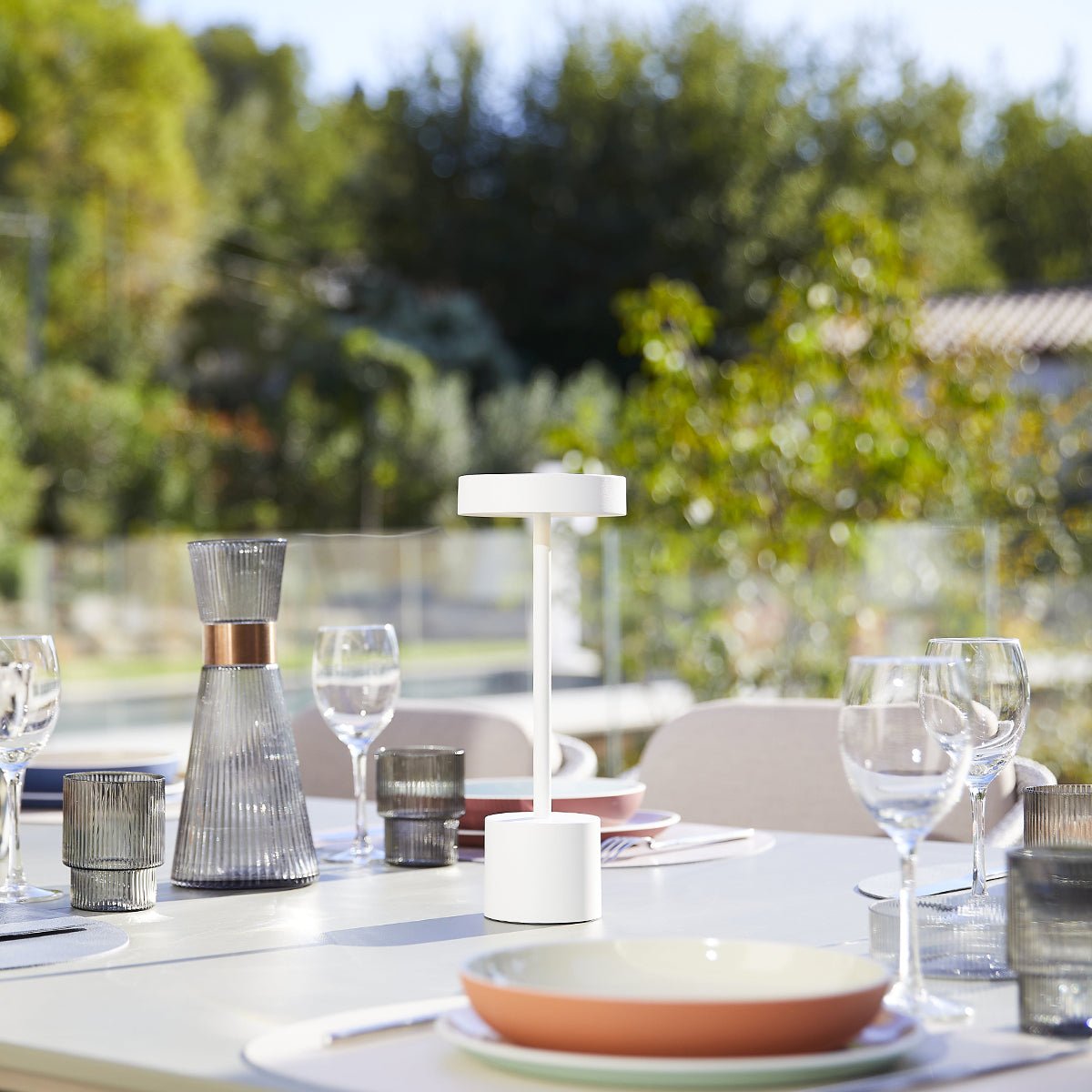 Lampe de table sans fil touch LED ROBY blanc, LUMISKY
