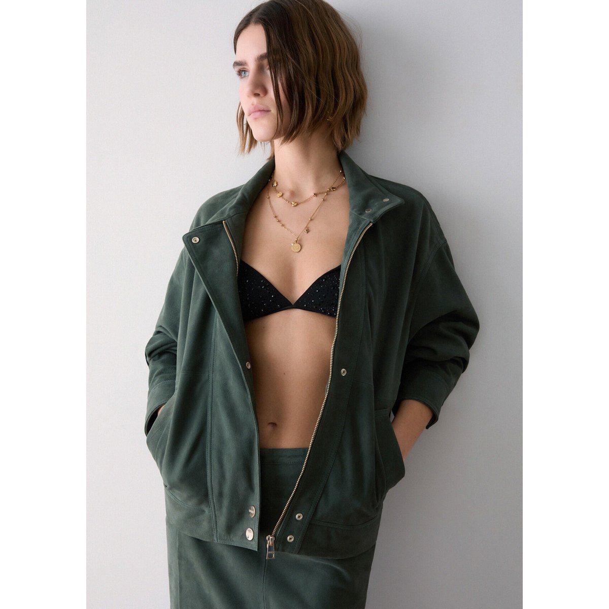 Blouson en daim sauge, LIU JO