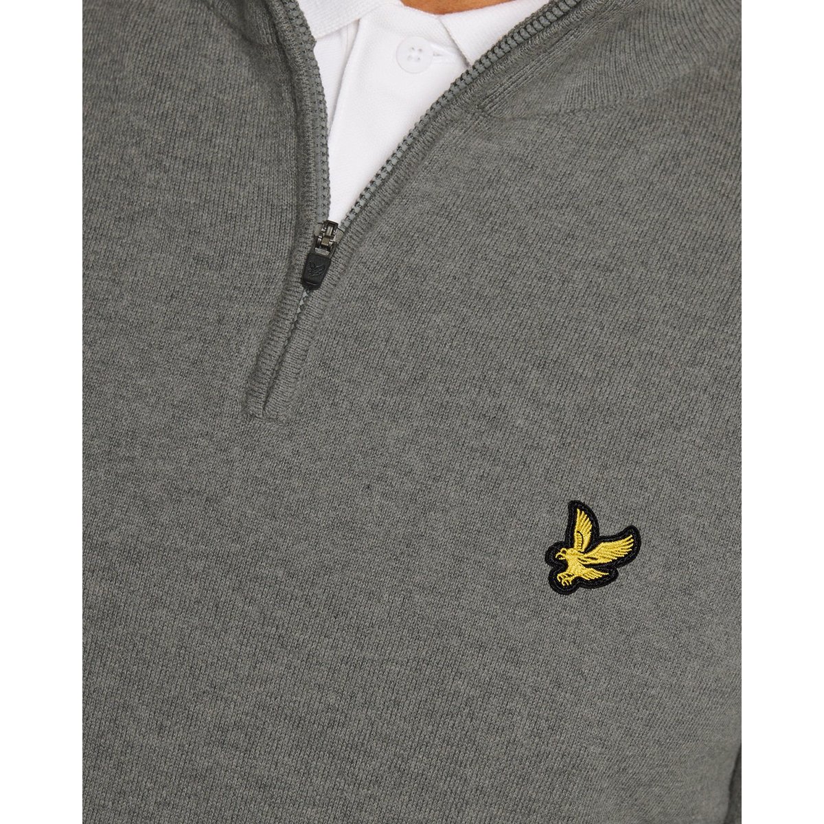 Pull camionneur performance zippé gris moyen chiné, LYLE & SCOTT