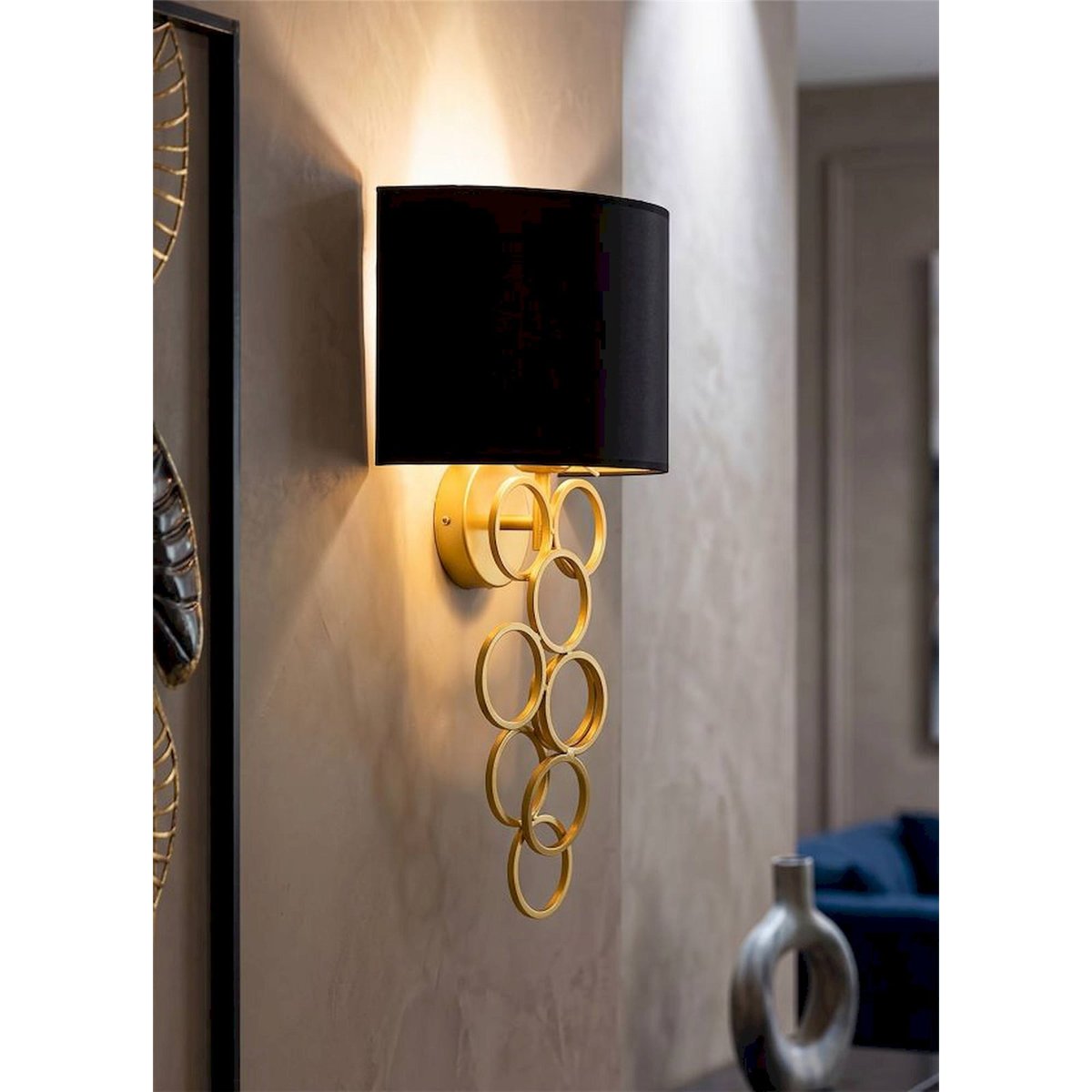 Applique murale en fer abat-jour collection GLAM or et noir, RECOLLECTION