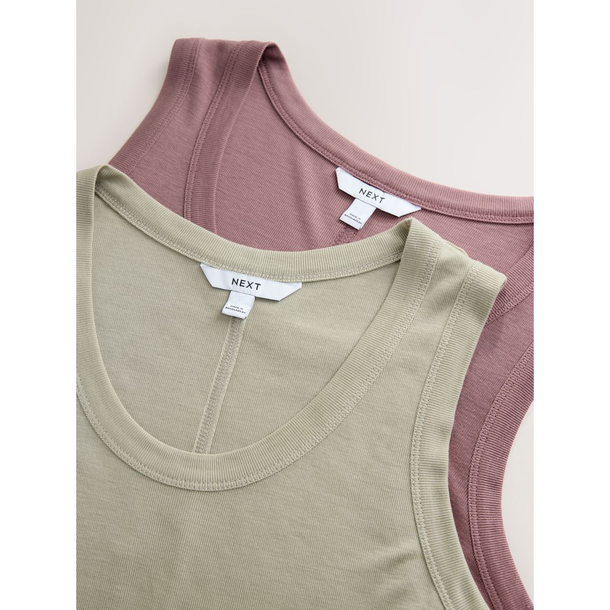 Débardeur ras du cou en tencel, lot de 2 vert/violet, NEXT