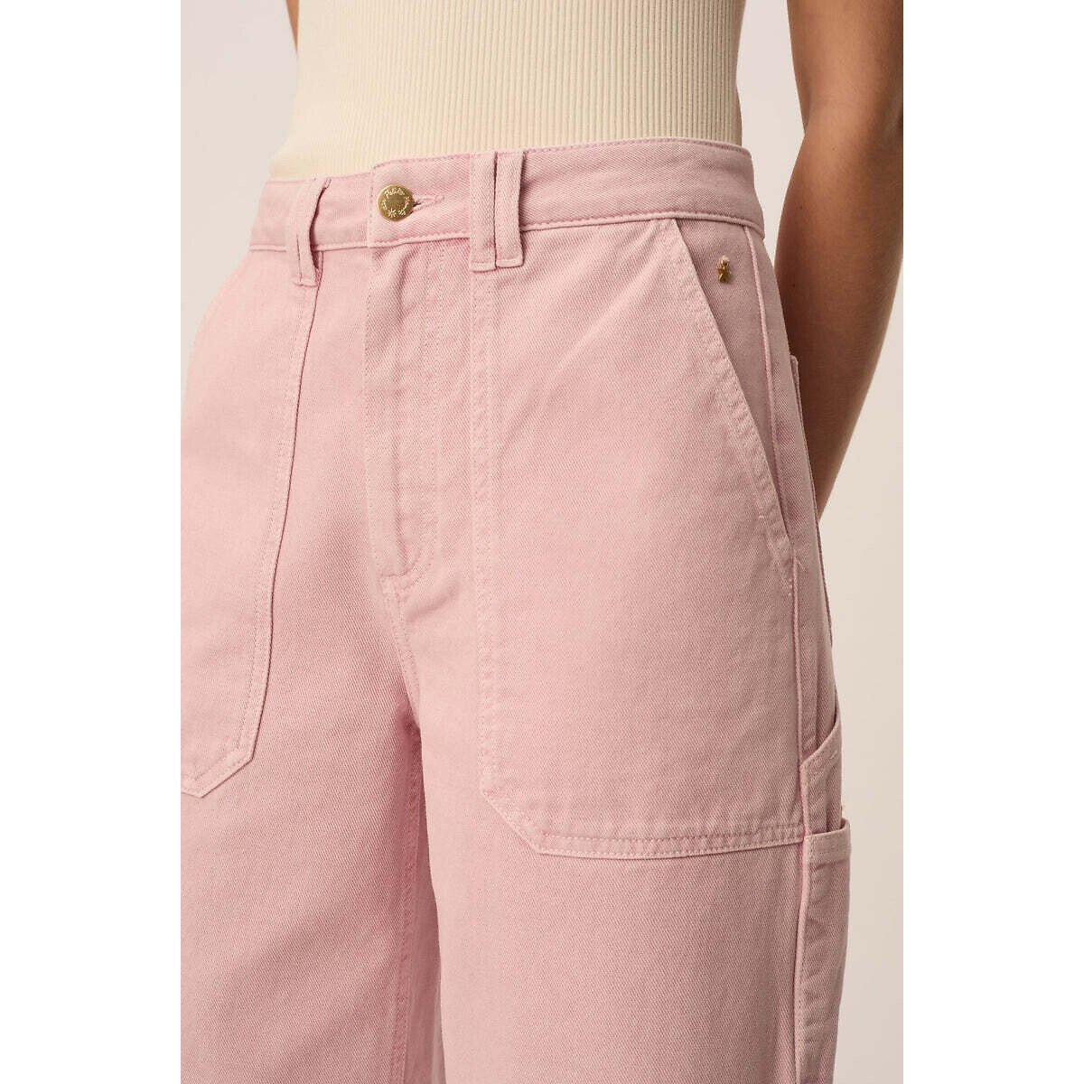 Pantalon large en coton, LUKA rose pale, DES PETITS HAUTS