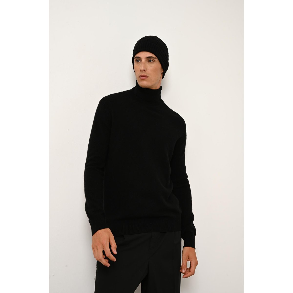 Pull Col Roulé Noir Connor noir, JUST CASHMERE