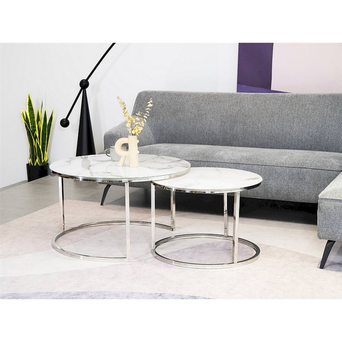 Lot de 2 tables basses gigognes ATLANTA bois clair et noir, RECOLLECTION