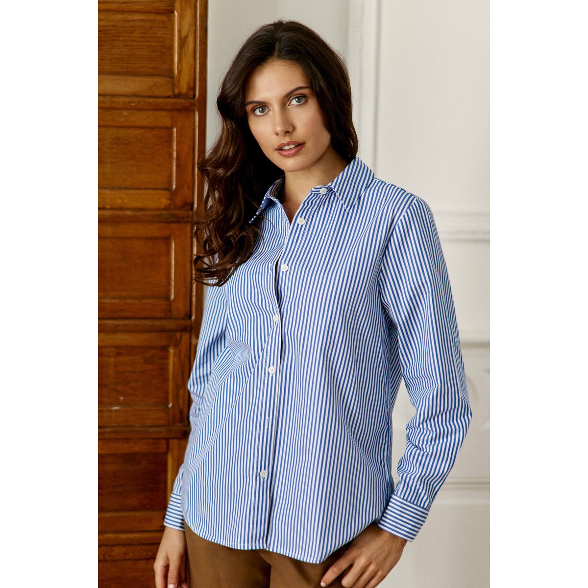 Chemise imprimé à rayures CARINE 20-bleu/ecru, LA PETITE ETOILE