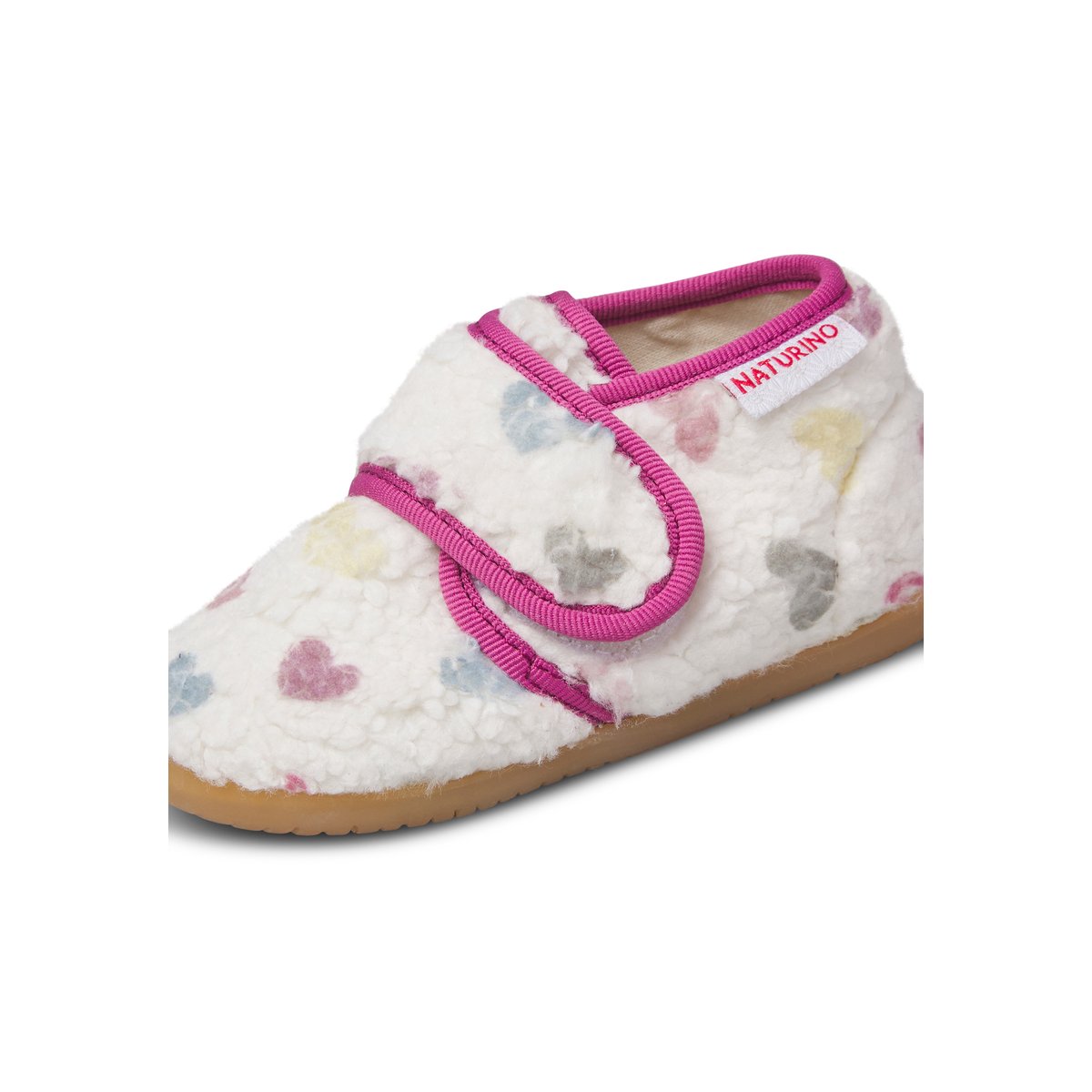 Pantoufles en laine HOME blanc crème-multicolore, NATURINO