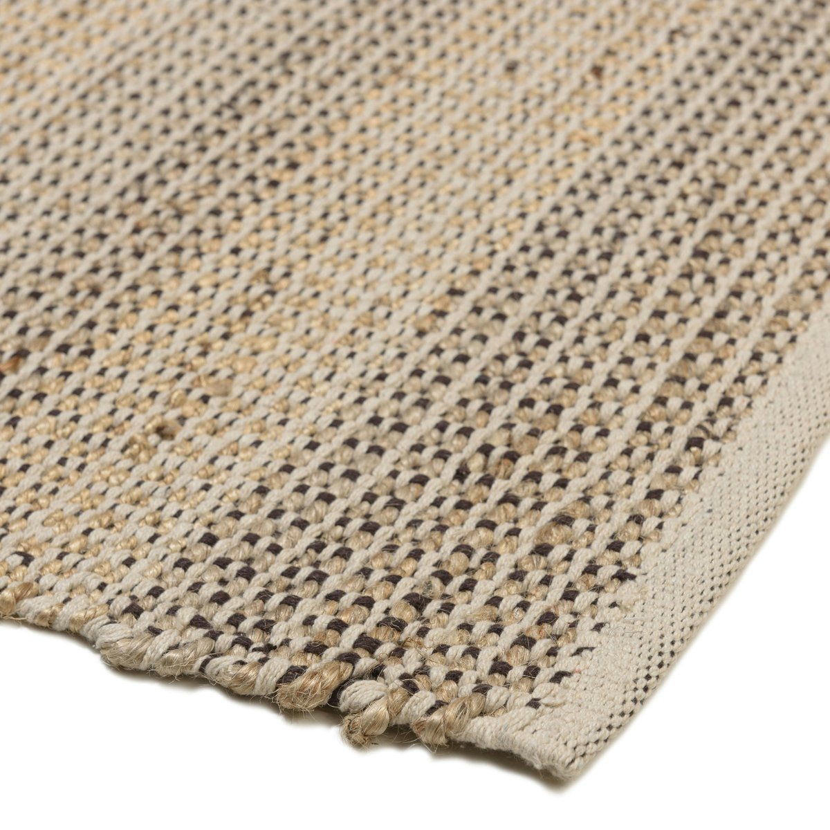 Tapis rectangulaire 160 x 230 cm jute et coton beige / noir beige, PIER IMPORT