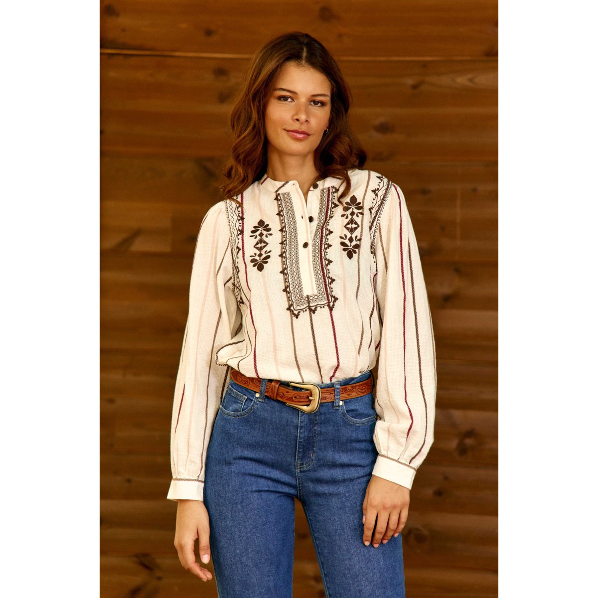BLOUSE imprimé ethnique BRIAR 11-ecru, LA PETITE ETOILE