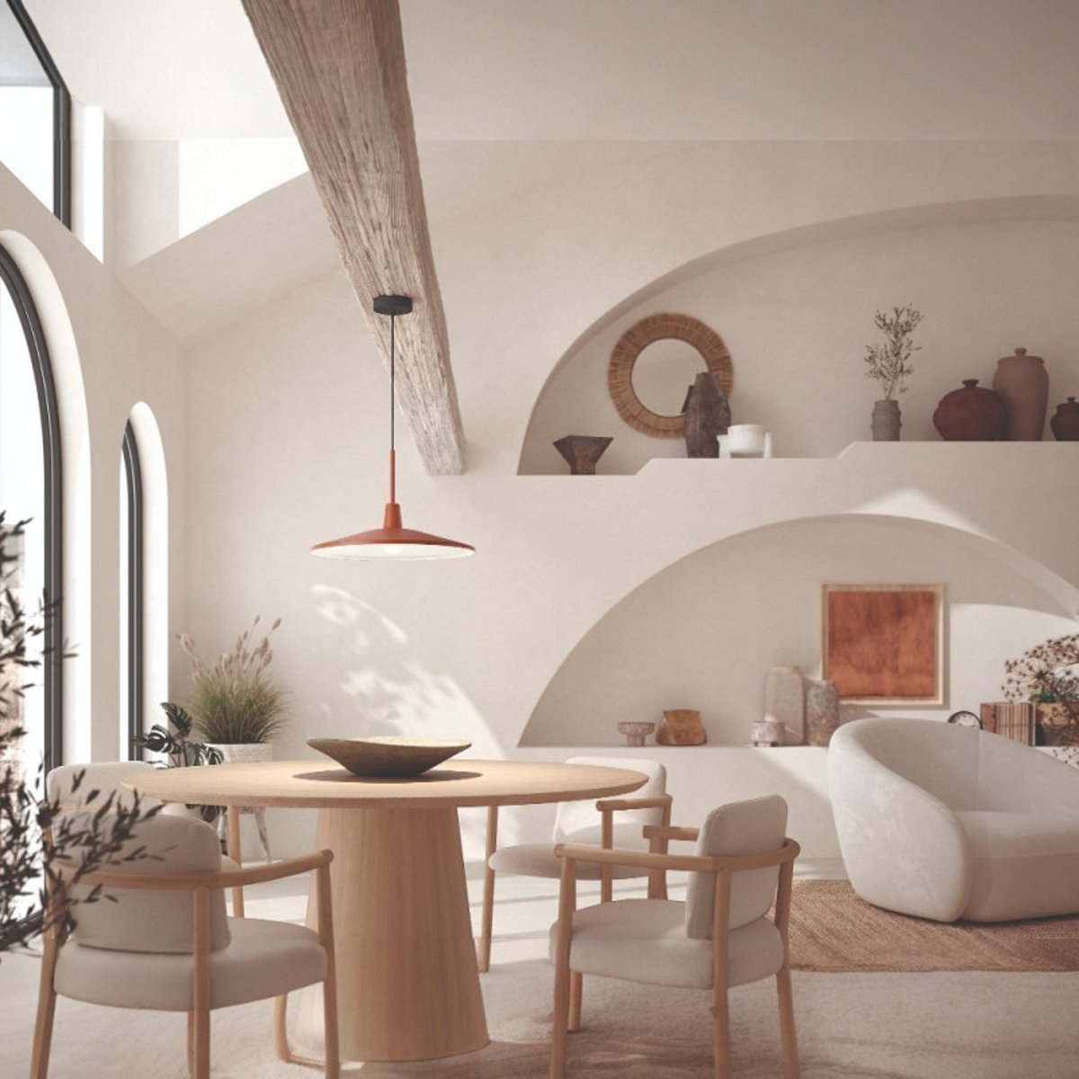 Suspension cuisine métal terracotta D43 cm DENVER orange, MILLUMINE