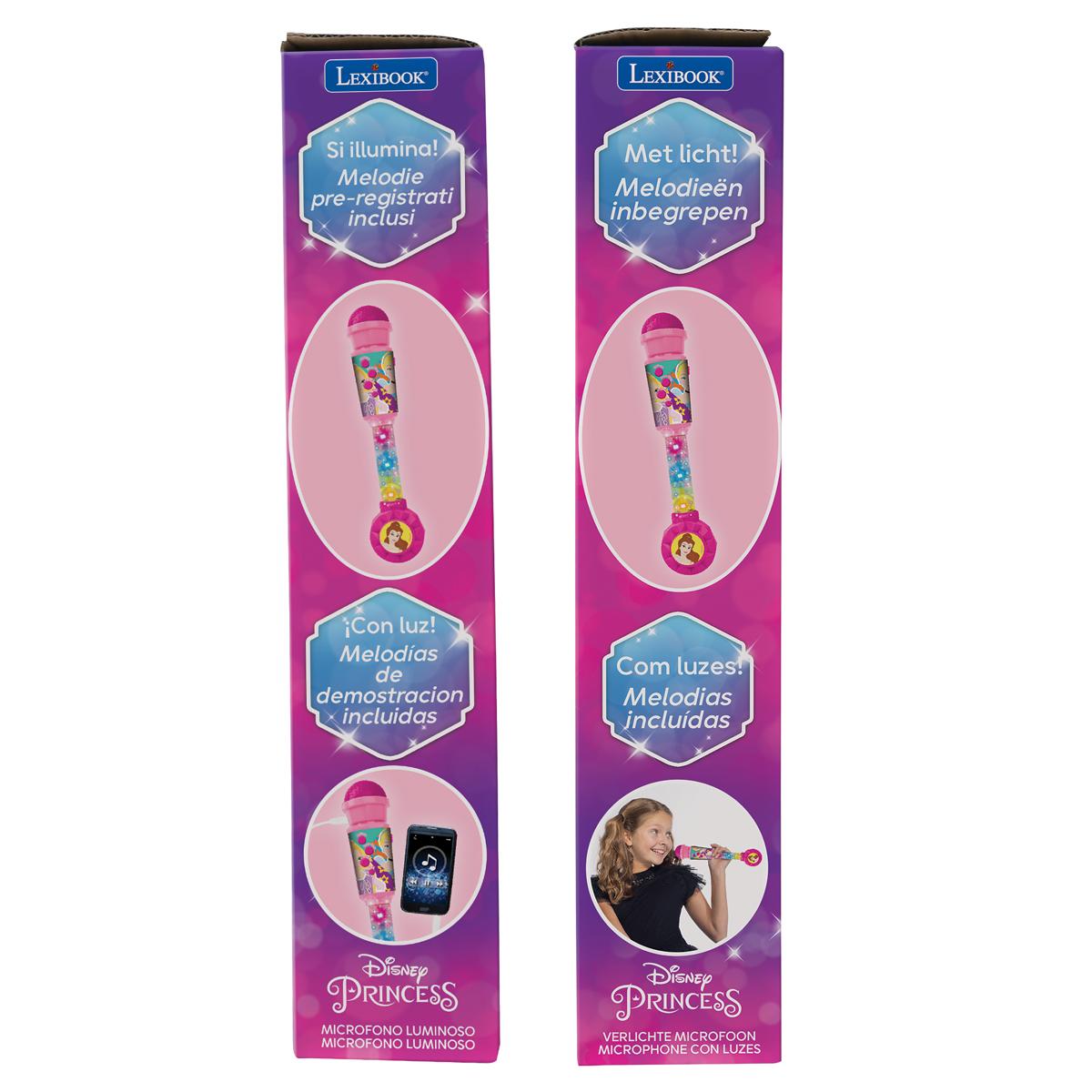 Microphone Princesses Disney avec tube lumineux rose, LEXIBOOK