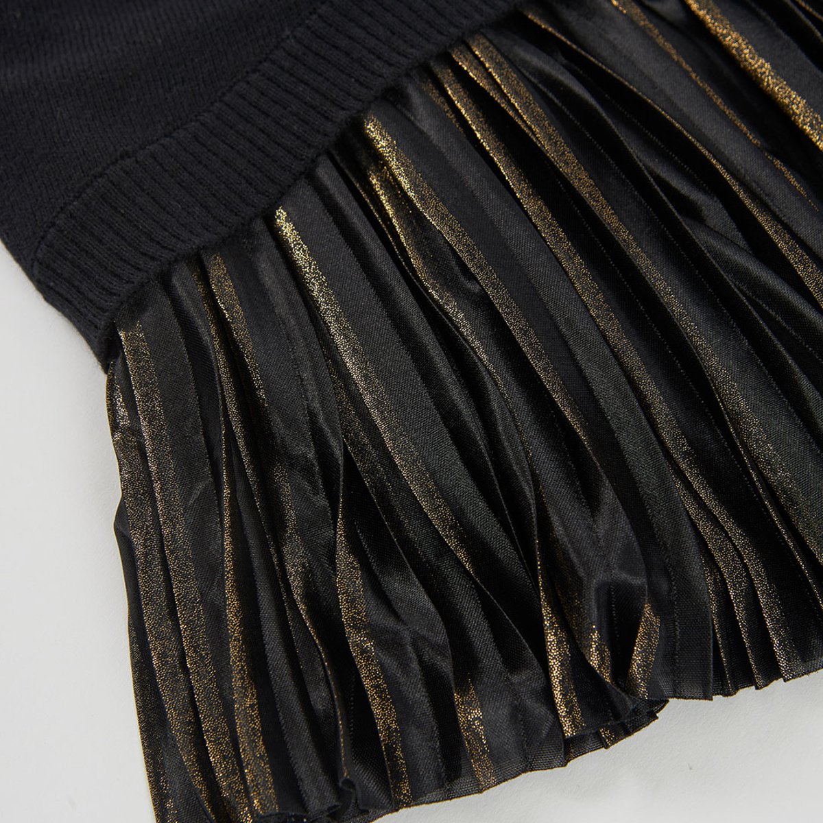 Robe fille combinée avec jupe plissée noir, BOBOLI