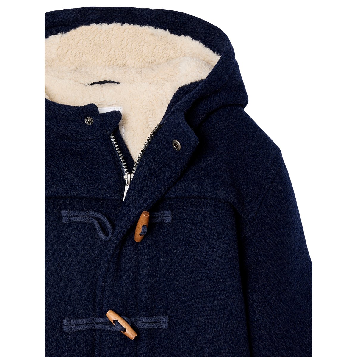 Duffle-coat en drap de laine doublé sherpa marine, VERTBAUDET