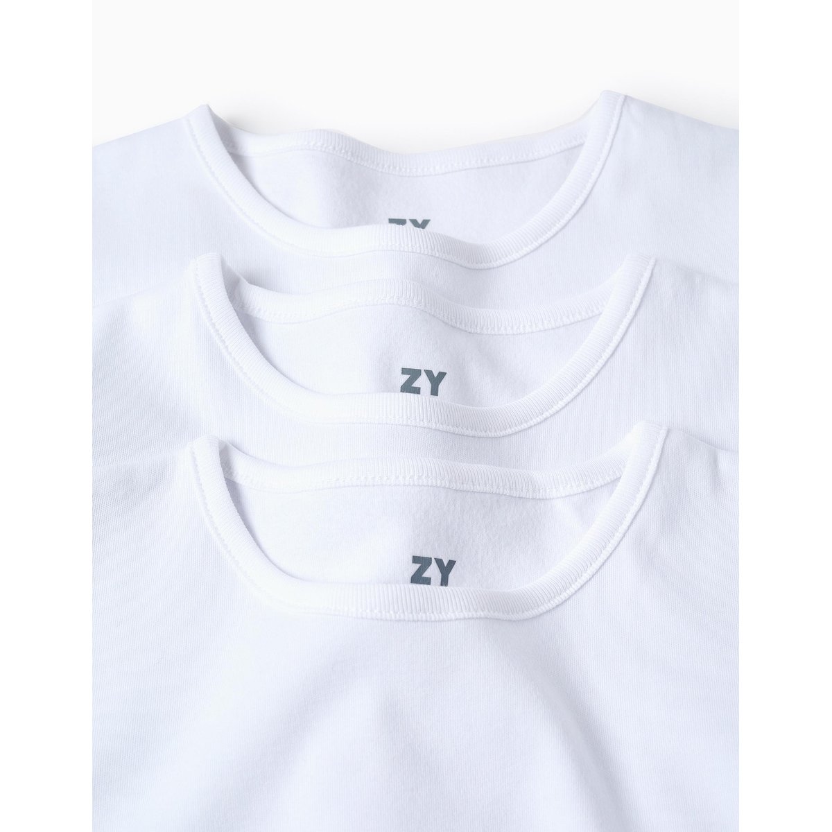 Lot de 3 maillots de corps en coton peigné blanc, ZIPPY