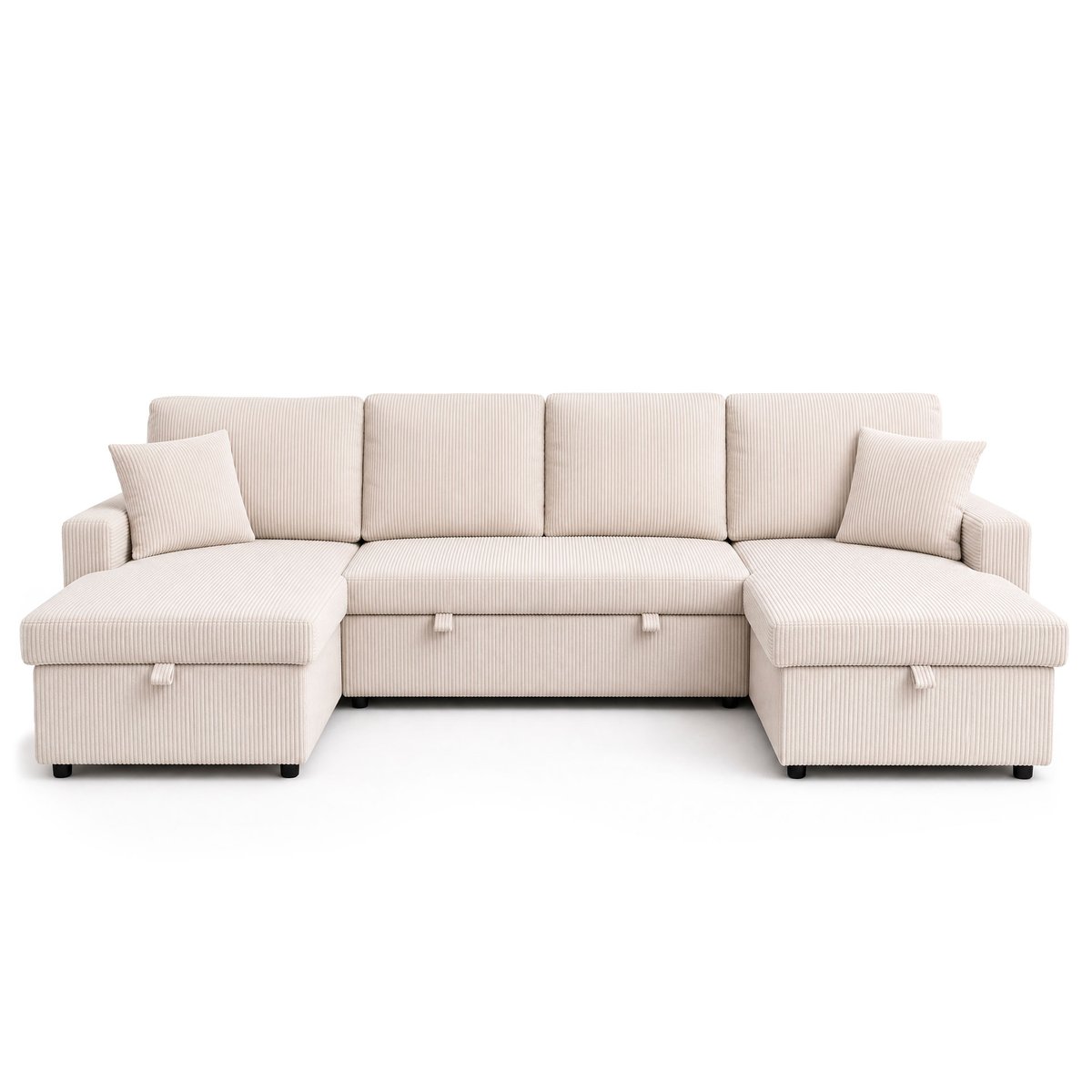 Canapé panoramique convertible velours côtelé, MEIYA beige, BEST MOBILIER