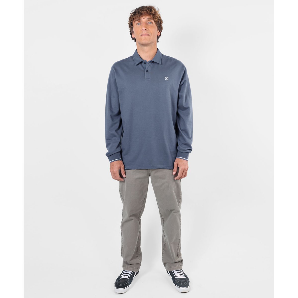 Polo manches longues TIMELESS vintage indigo, OXBOW