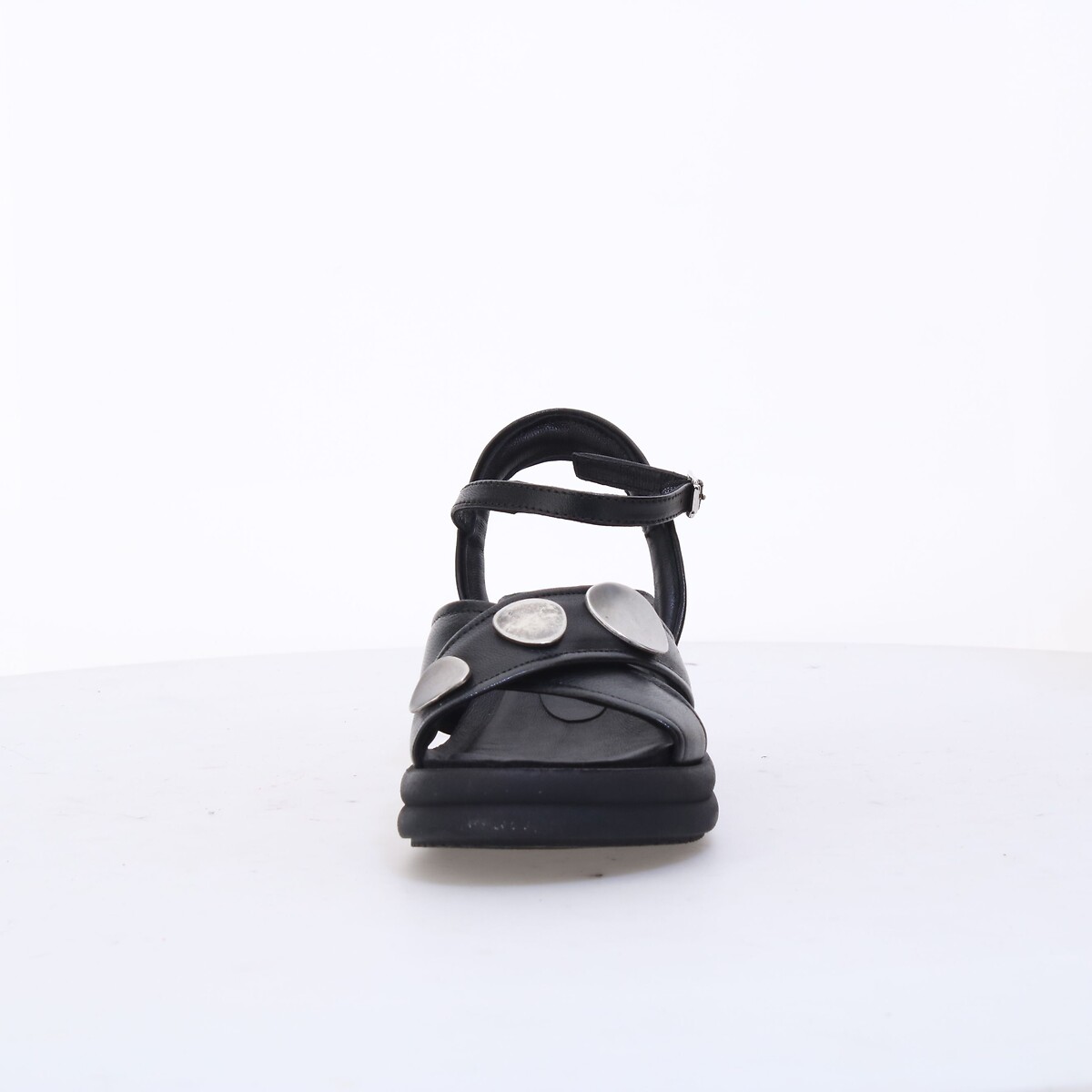 Sandali con zeppa in pelle nero , MJUS