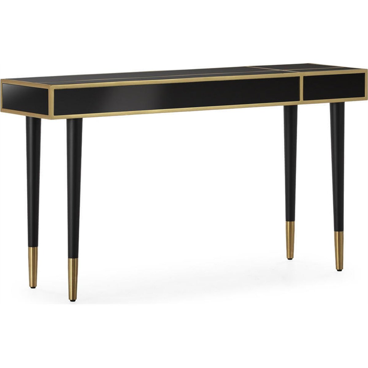 Console esprit glamour avec miroir noir et doré, RECOLLECTION