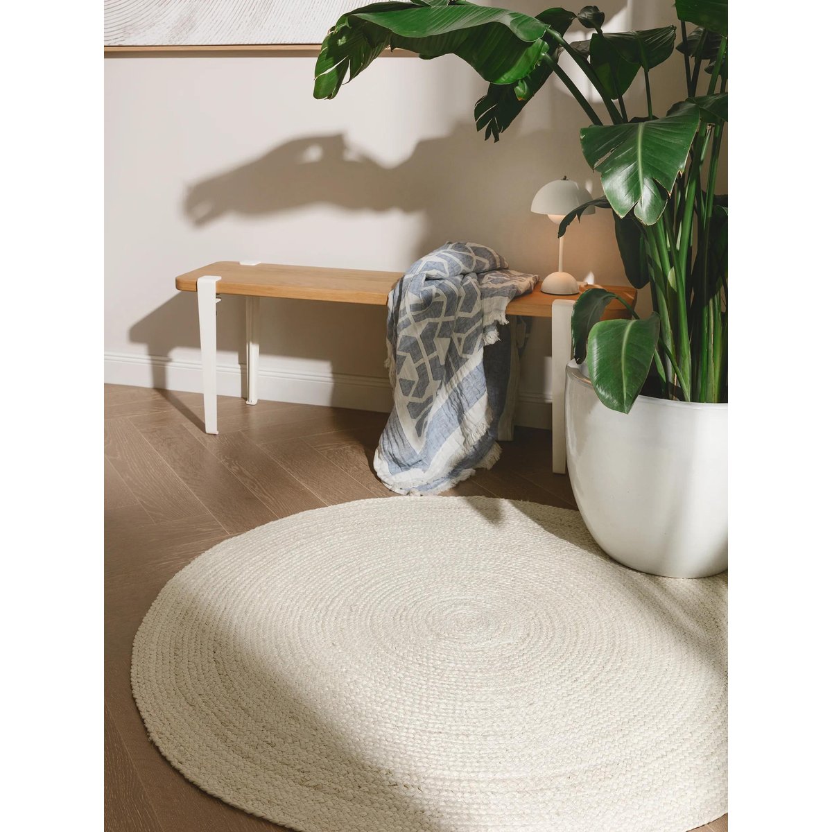 Tapis rond de jute tissé main JUTTA ivory, BENUTA