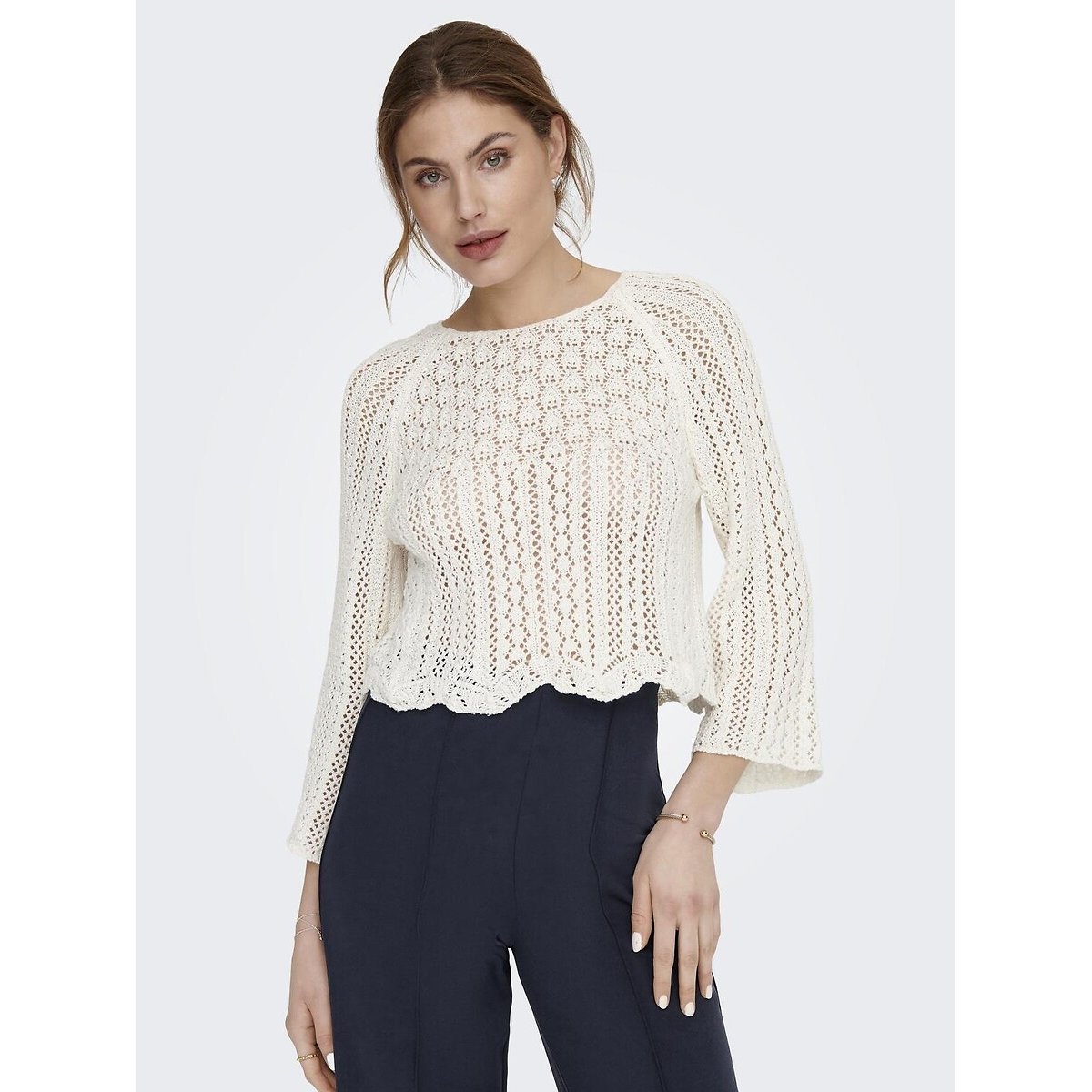 Crew Neck Jumper white, ONLY