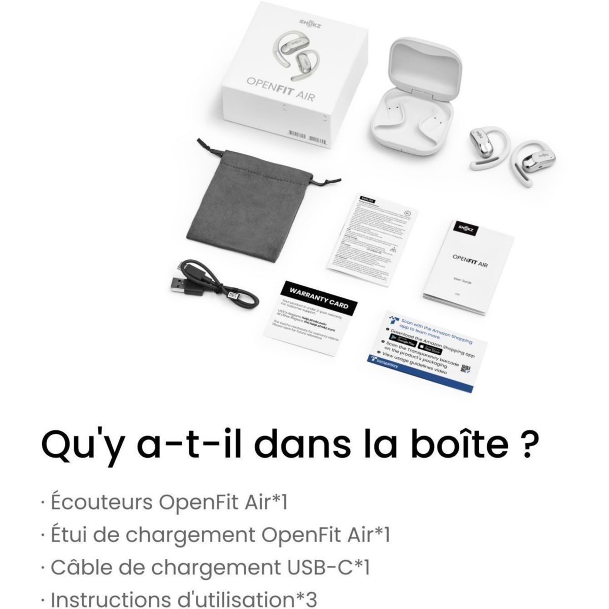 Ecouteurs OpenFit Air Blanc blanc, SHOKZ