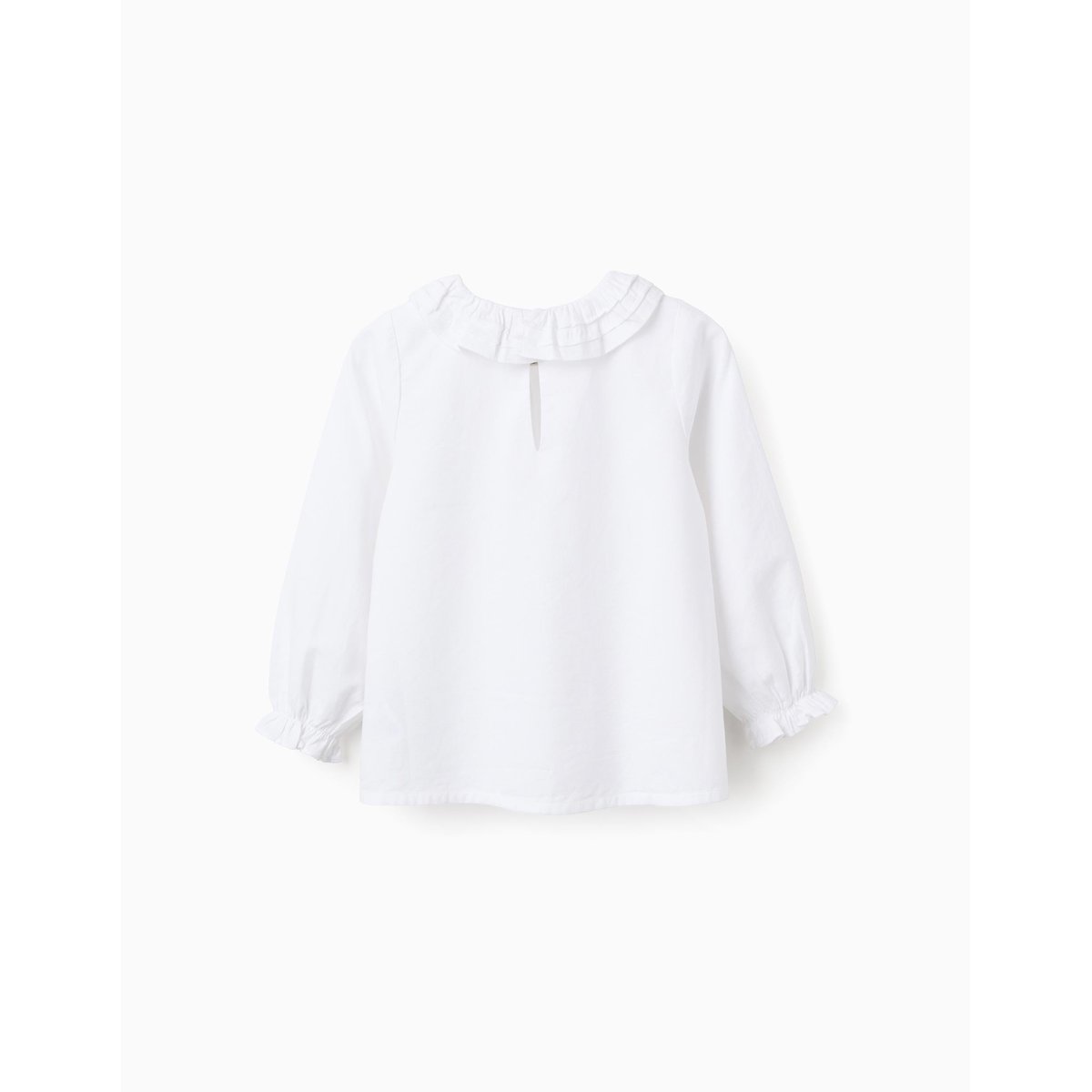 Chemisier en Sergé de Coton à Volants blanc, ZIPPY