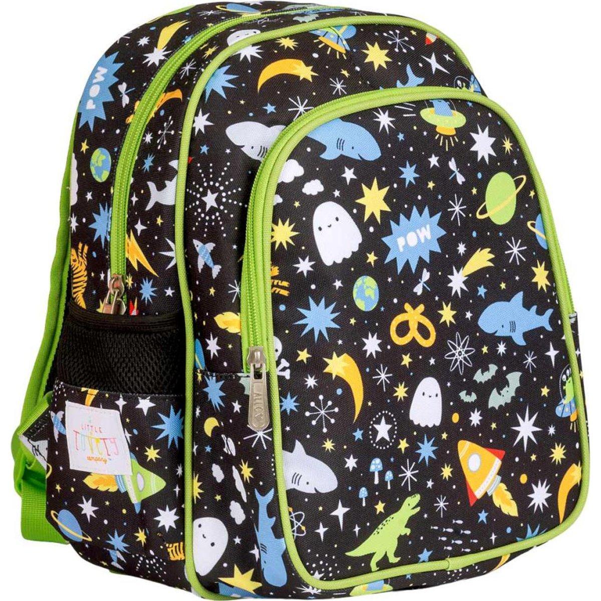 Sac à dos avec poche isotherme GALAXIE noir, vert, blanc, A LITTLE LOVELY COMPANY