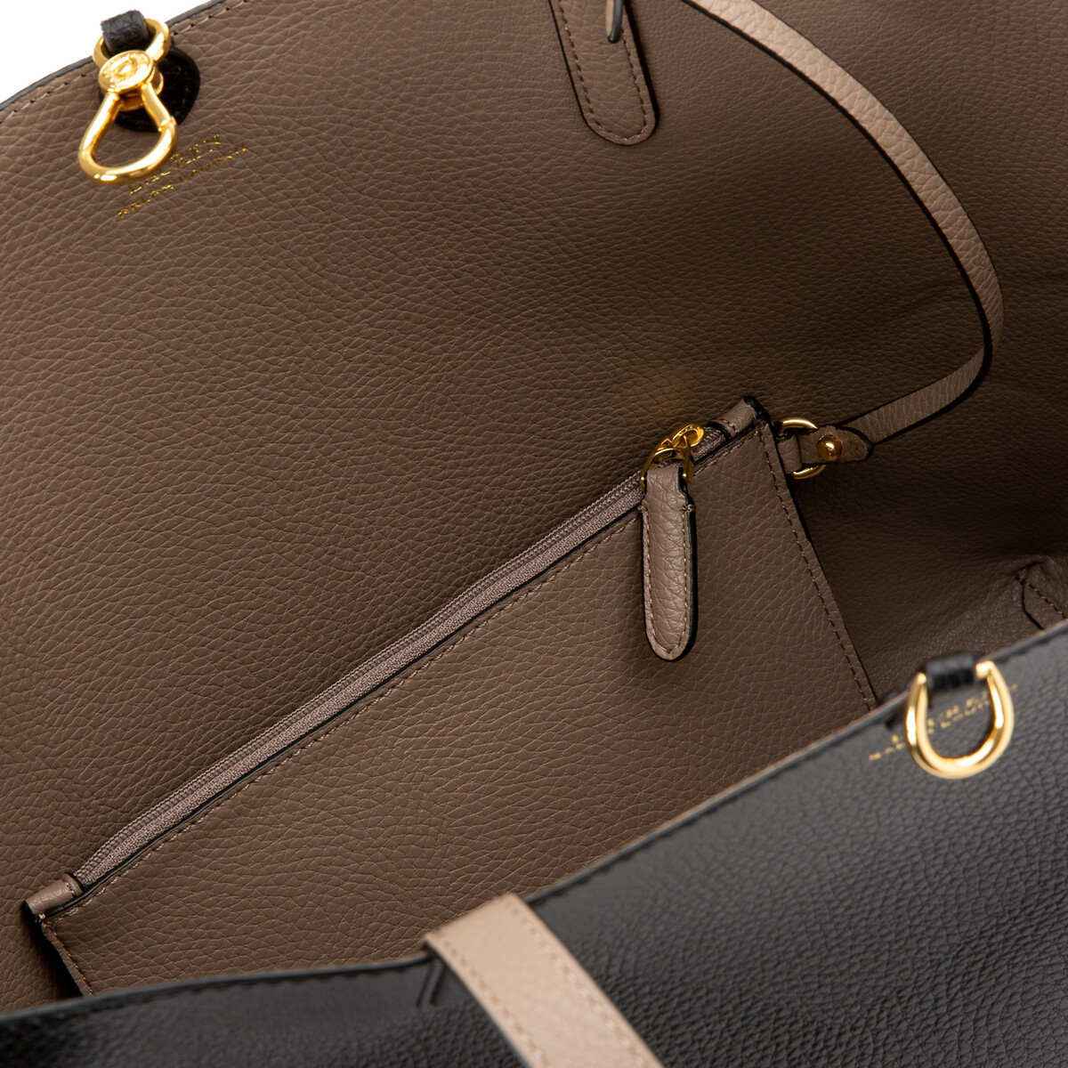 Sac cabas réversible à grandes anses noir/taupe, LAUREN RALPH LAUREN