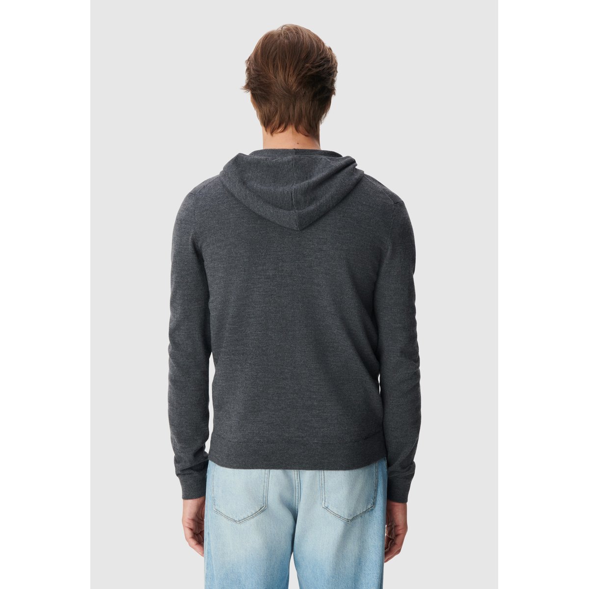 Cardigan à capuche tricot 100% laine gris foncé, IKKS