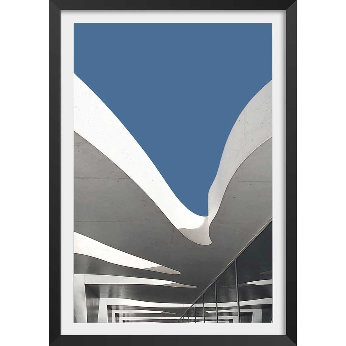 Affiche architecture urbaine affiche + cadre en bois - noir, HEXOA