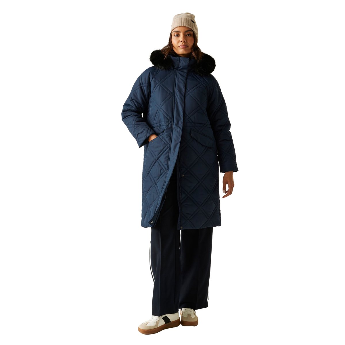 Veste longue matelassée à capuche FREYLA bleu marine, REGATTA
