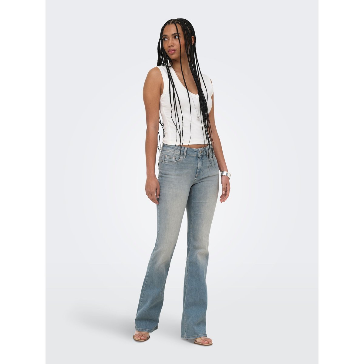 Jean Flared special blue grey denim, ONLY