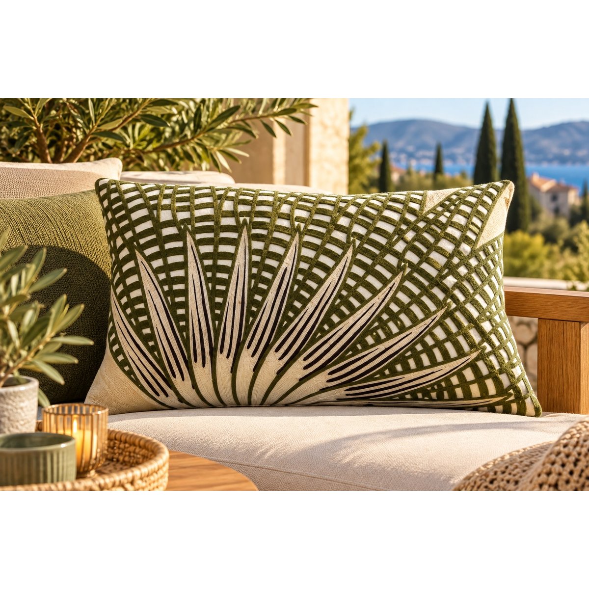 Coussin brodé Balade Estivale lin, EDEN