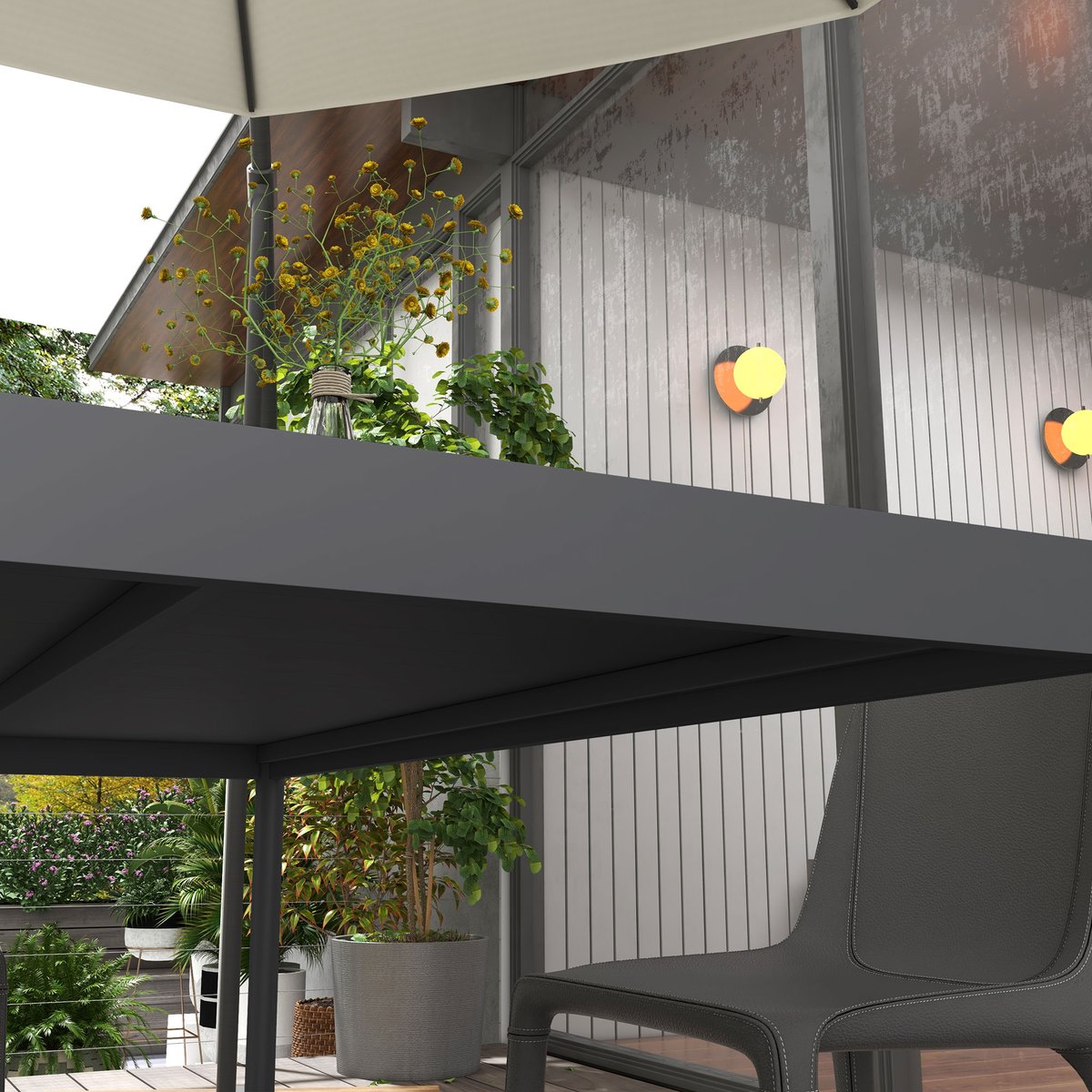 Table de jardin Aluminium Gris gris, OUTSUNNY