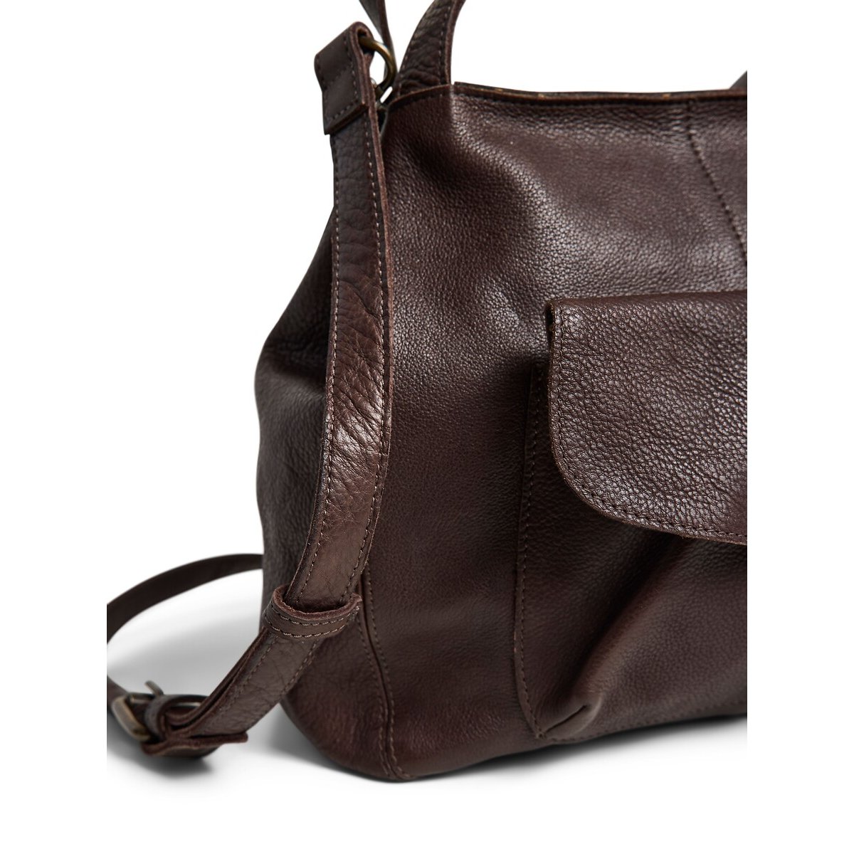 Grand sac à main en cuir, cross body, Automn marron foncé, PIECES