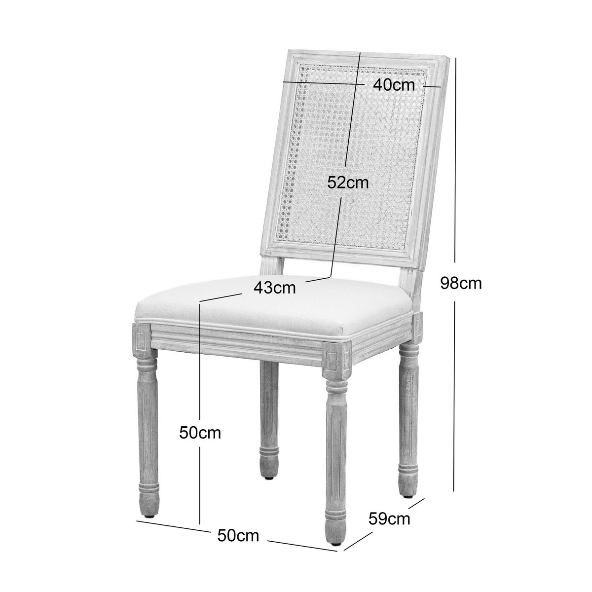 Lot de 2 chaises classiques, CAMBRIDGE gris clair, NORDLYS
